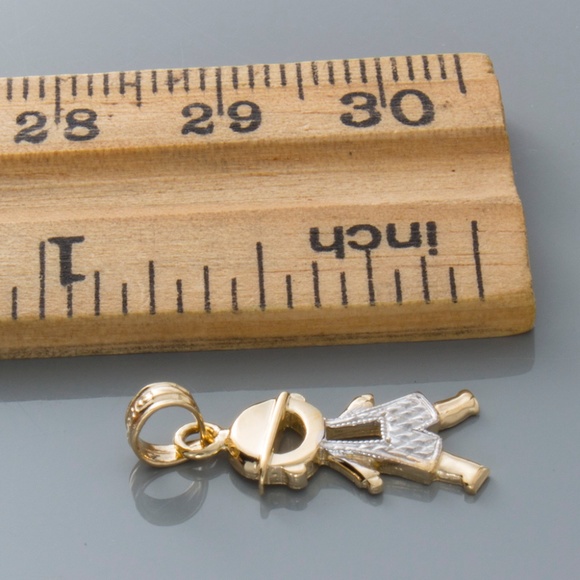 14k Two-tone Yellow Gold with White Rhodium Little Boy with Hat, cut-out